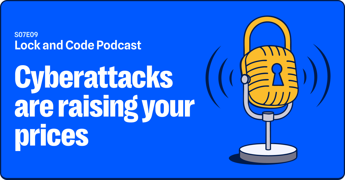 An illustrated padlock is mounted into a microphone stand with sound waves emitting from the device.